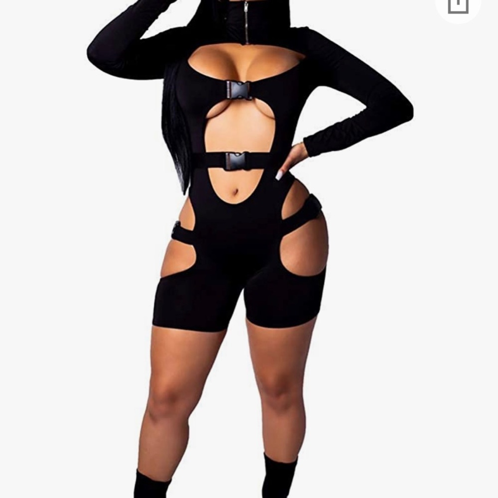 Plus size bodycon buckle jumpsuit